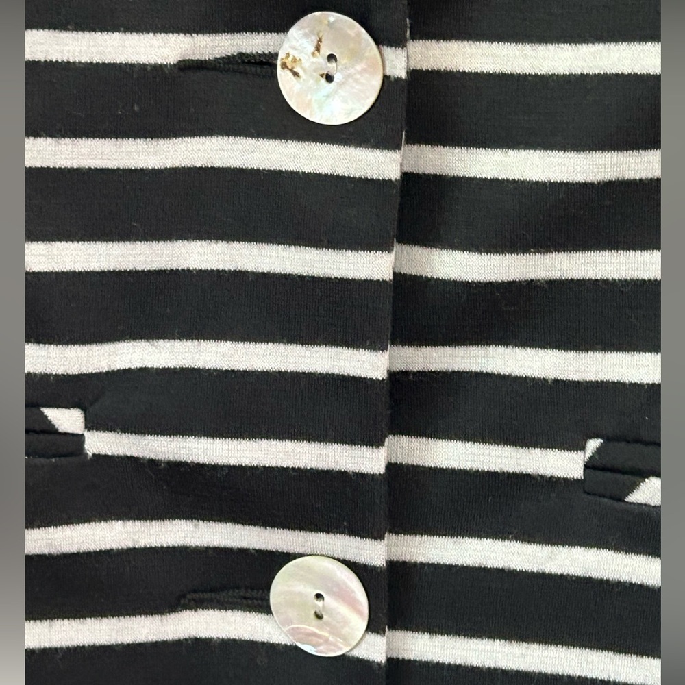 LM Studio Black White lined Striped knit Blazer Jacket Size 8 career Office chic - Picture 5 of 7